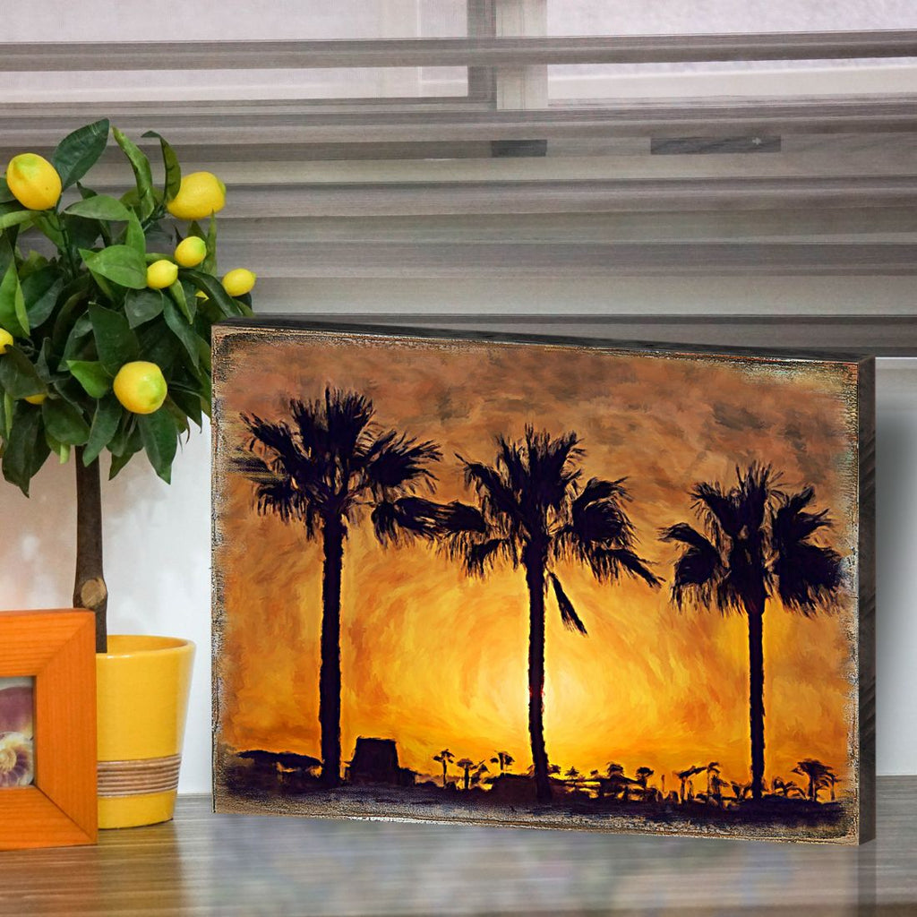 Spates Palm Trees in Sunset Wooden Wall Art by Nature Wonders - Nature Wildlife Decor - 95275B