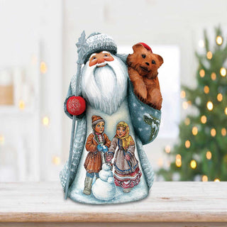 Frosty Friends Santa Hand-Painted WOODCARVED Masterpiece by G. DeBrekht - Christmas Santa Snowman Decor - 2821459 - SPECIAL ORDER