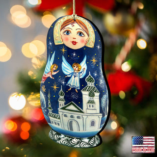 Guardian Angels Blue Doll Wooden Ornaments by G. DeBrekht - Christmas Decor - 8115941