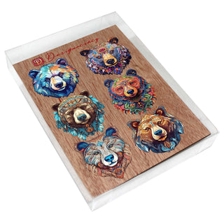 Mystical Bears Decorative Eco Wood Magnets Set of 6 by G. Debrekht - Wildlife Decor - 8090120G-S6