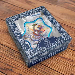Festive Frosty Friend Snowflake Glass Ornament by G. Debrekht - Christmas Santa Snowman Decor - 754-045