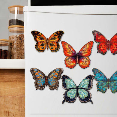 Summer Butterfly Decorative Eco Wood Magnets Set of 6 by G. Debrekht - Wildlife Decor - 8090012-2G-S6
