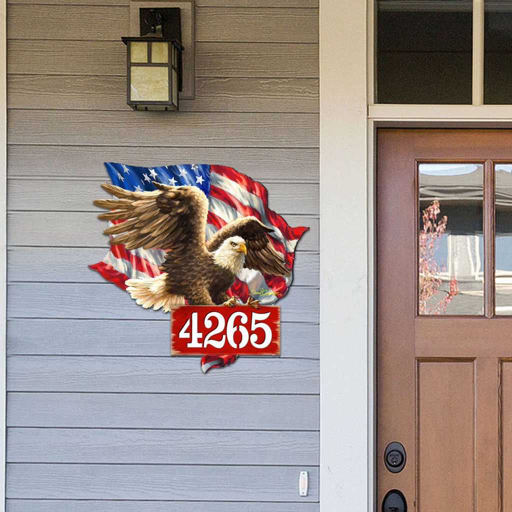 American Flag Eagle Patriotic Personalized House Number by Gelsinger - American Patriotic Decor - Address Sign - MA8461052-1432