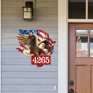 American Flag Eagle Patriotic Personalized House Number by Gelsinger - American Patriotic Decor - Address Sign - MA8461052-1432