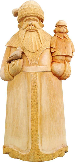 Make it Take -Tiny Times Santa with Boy- Wood Carved Figurine by G. DeBrekht - - U21599-21