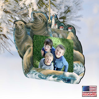 Sea Lions Lighthouse Ornament Picture Frame - Ornament for Photo Judy Bergsma by Designocracy - 8591883PF-JB