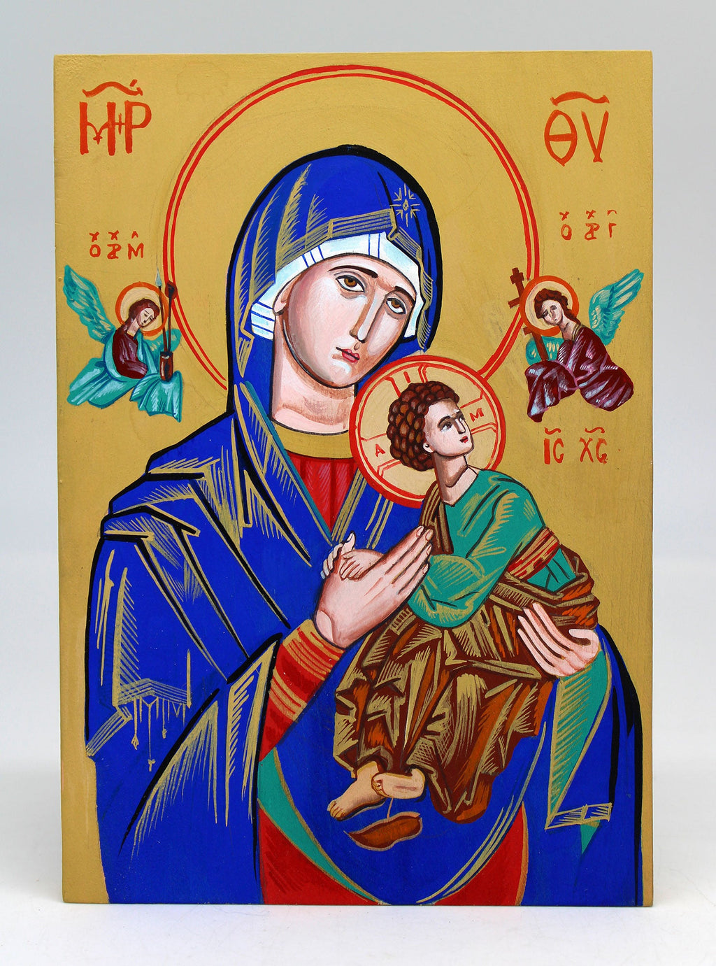 Virgin Mary Directress - Original One-of-a-Kind Orthodox Icon Handpainted on Wood 8 x 5.5