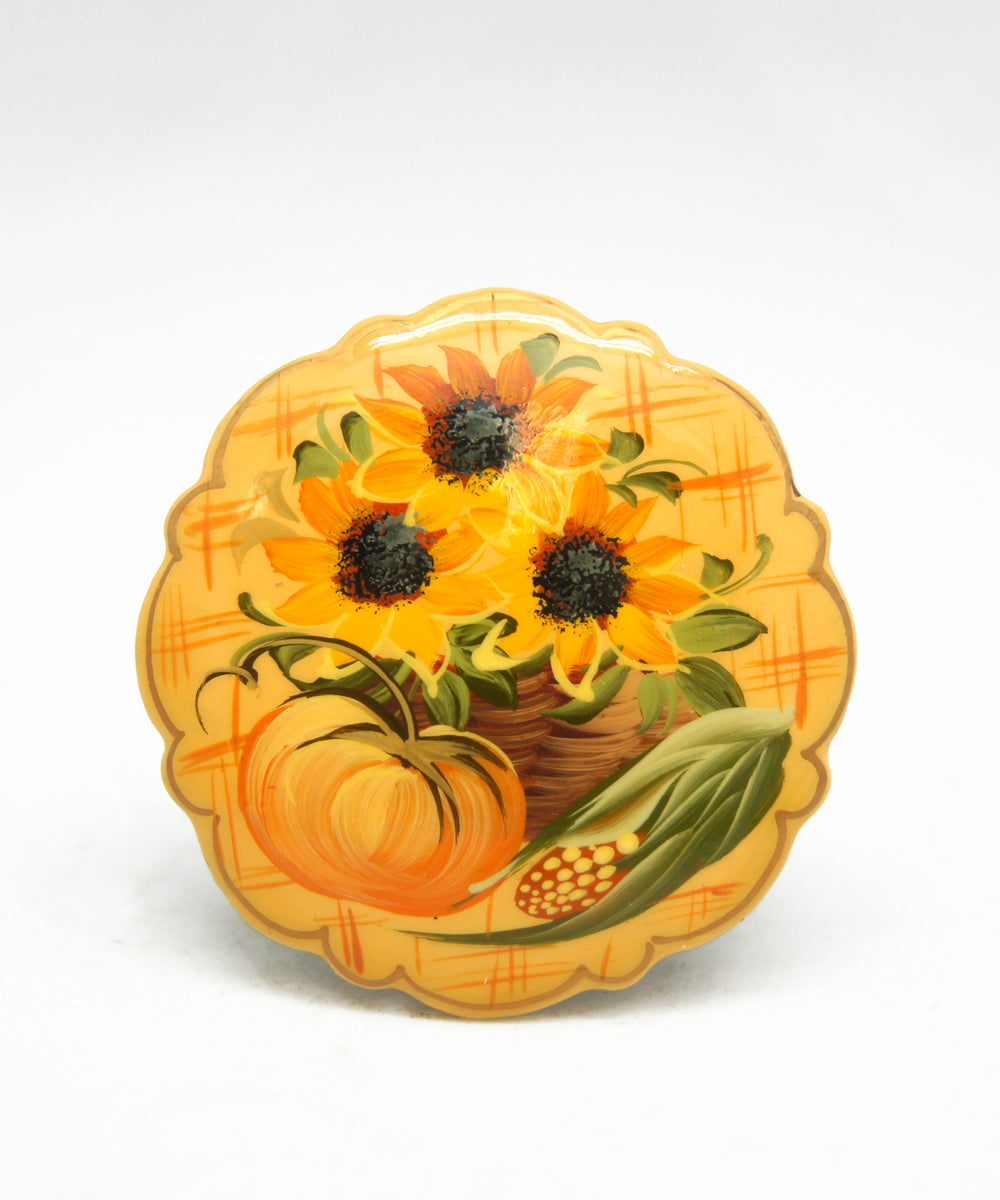 Handpainted Lacquered Miniature Jewelry Brooch Pin by G.DeBrekht Unique Handmade Gift Collectible and Home Decoration