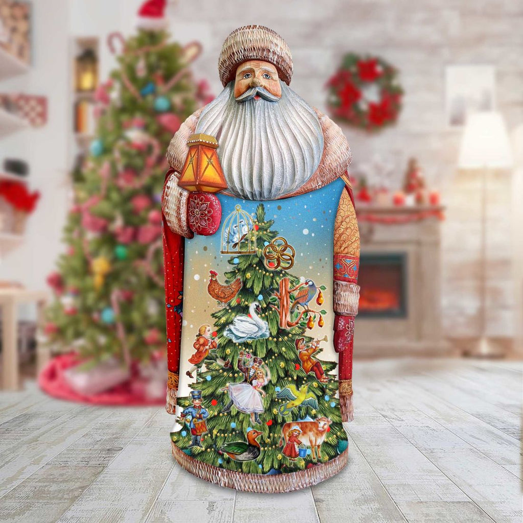 12 Days of Christmas Celebration Santa Hand-Painted Wood-Carved Masterpiece by G. Debrekht - Christmas Decor - 215863