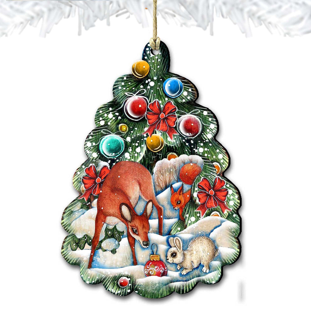 Forest Christmas Tree Wooden Ornaments by G. DeBrekht - Wildlife Holiday Decor - 8119182
