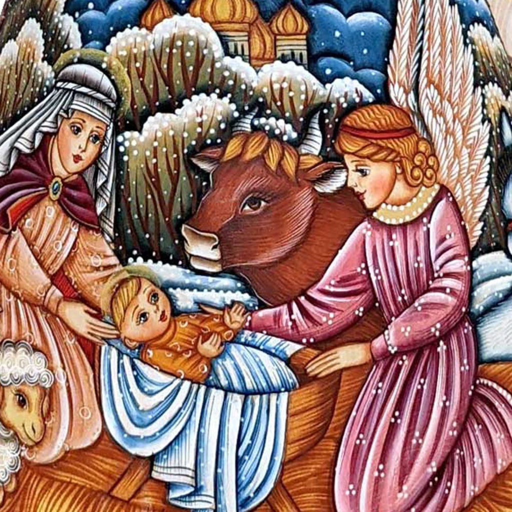 Good Shepherd's Crib Angel Hand-Painted WOODCARVED Figurine by G. DeBrekht - Nativity Holiday Decor - 250052-2