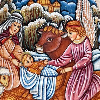 Good Shepherd's Crib Angel Hand-Painted WOODCARVED Figurine by G. DeBrekht - Nativity Holiday Decor - 250052-2