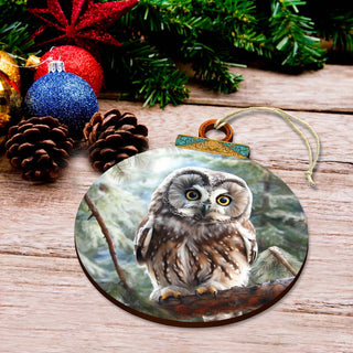 Alaskan Arctic Owl Wooden Ornaments by G.Debrekht - Wildlife Holiday Decor - 870050