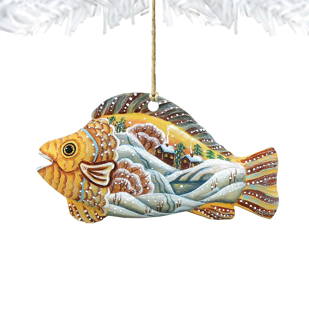 Native Fish Christmas Wooden Ornaments by G. DeBrekht - Coastal Holiday Decor - 8126132