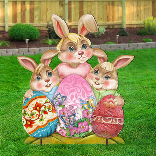 Bunny Drucker Family Easter Yard Sign by G. DeBrekht - Easter Spring Decor - 8154431F