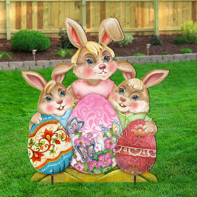 Bunny Drucker Family Easter Yard Sign by G. DeBrekht - Easter Spring Decor - 8154431F
