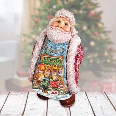 Santa with toy scene Handcrafted Christmas Figurine - G. DeBrekht - Christmas Santa Snowman Decor - 534512