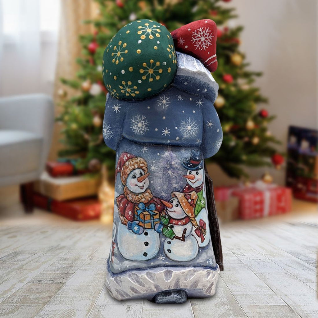 Lightning Star Snowman Hand-Painted WOODCARVED Figurine by G. DeBrekht - Christmas Santa Snowman Decor - 82151042