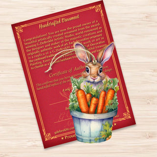 Bunny with Basket of Carrots Wooden Ornaments by G. DeBrekht Easter Spring Decor - 8652769