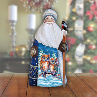 Couple of Owls Santa Hand-Painted WOODCARVED Masterpiece Figurine by G. DeBrekht - Christmas Decor - 8215953