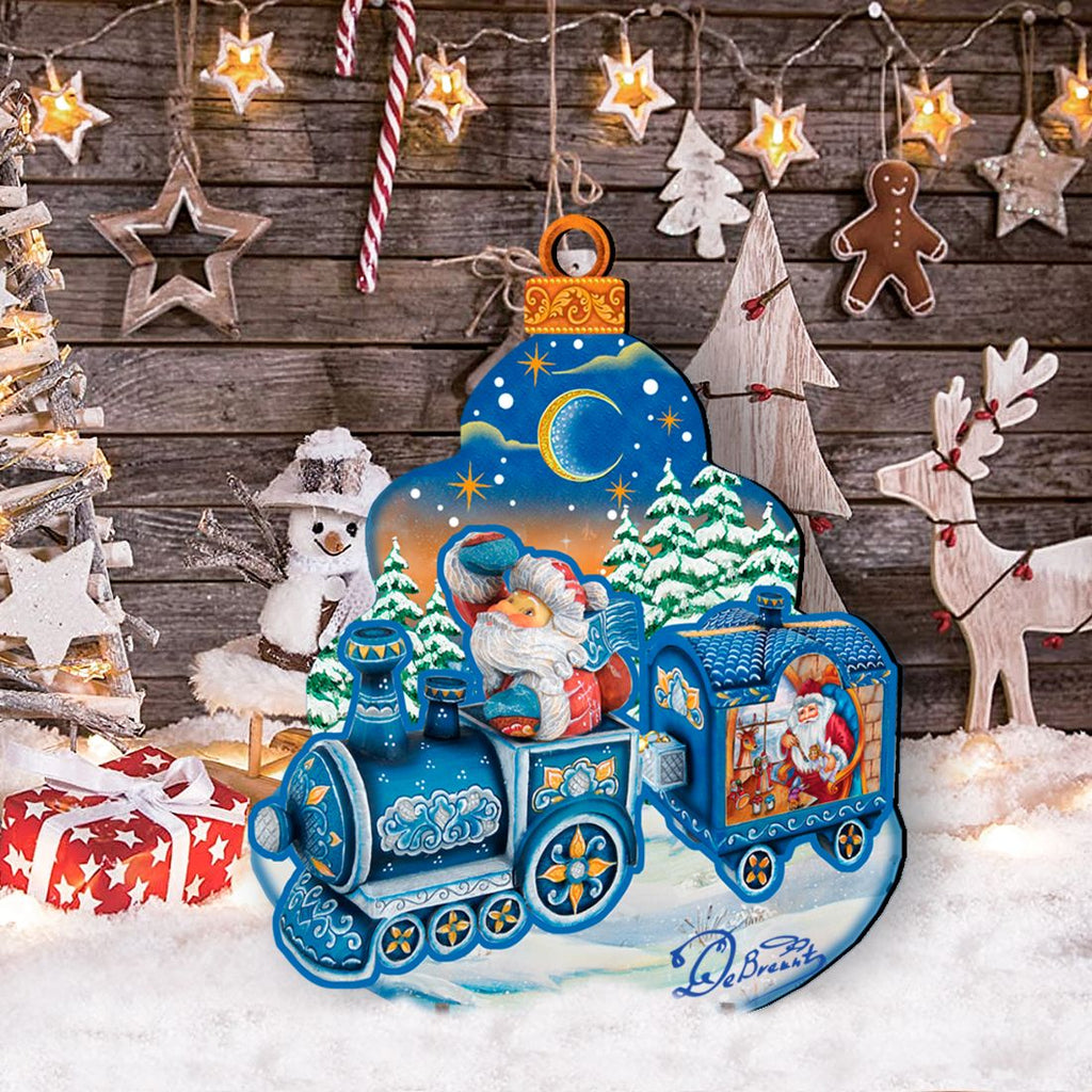 Santa Arrival Christmas Outdoor Yard Sign by G. DeBrekht - Christmas Santa Snowman Decor - 8112180F