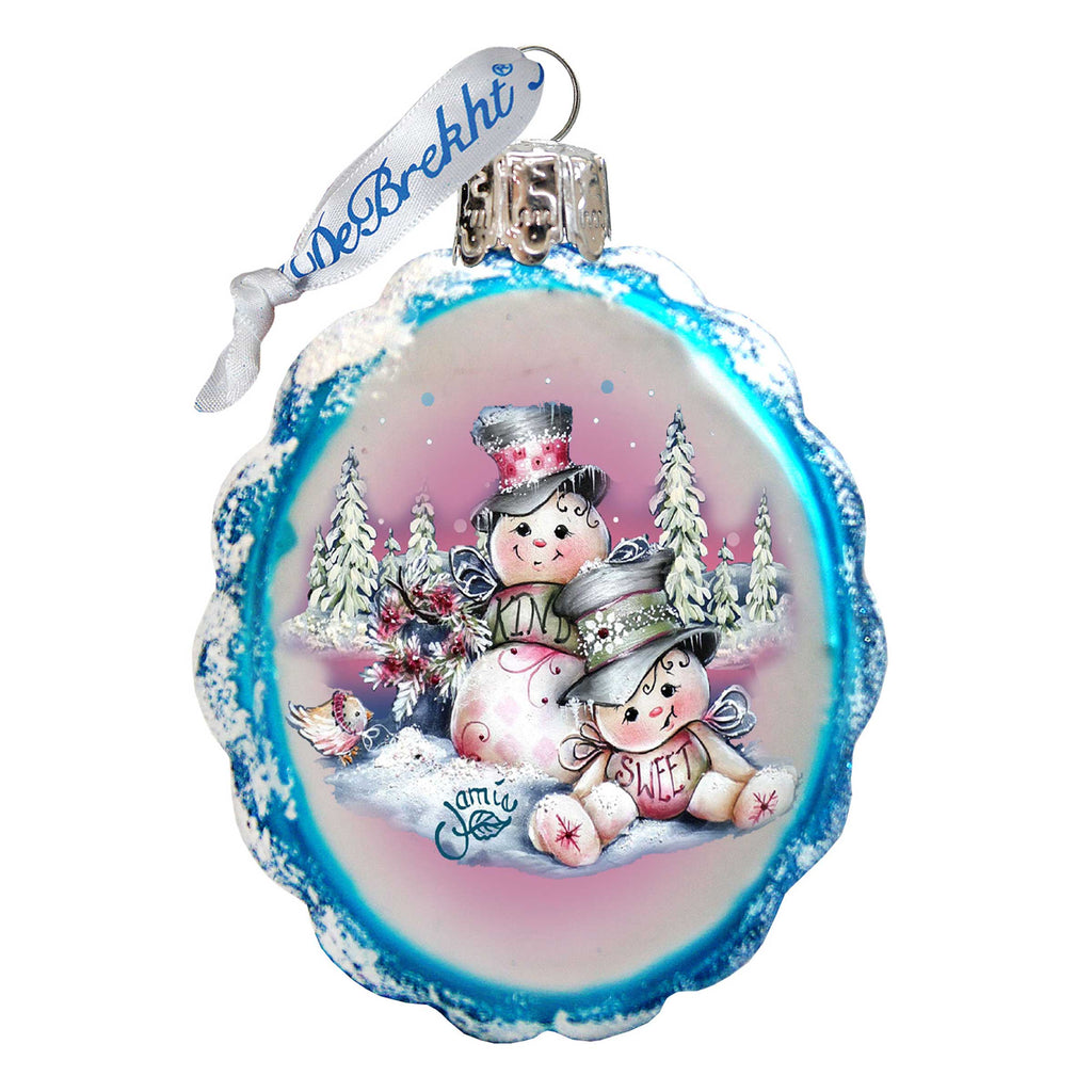 Snowman Mercury Glass Ornament by Jamie Mills-Price - Christmas Santa Snowman Decor - 778201-MP