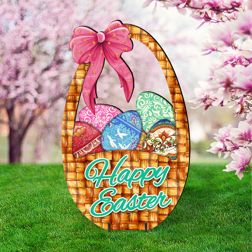 Easter Basket Outdoor Scene by G. DeBrekht - Easter Spring Decor - 8185309F