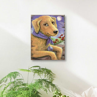 Flowers Fetch & Fun Wooden Wall Art by Laura Seeley - Pets Dog and Cats Decor - 8511111B