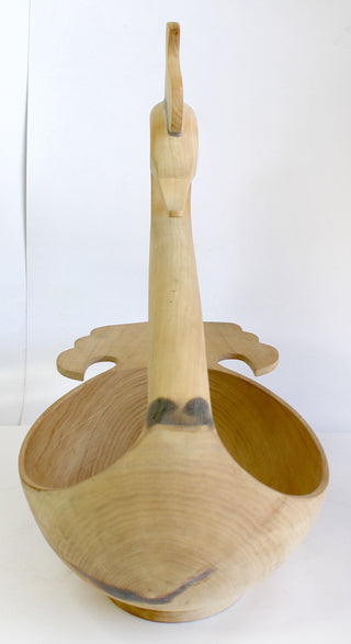 One-of-a-Kind Swan Bowl with Spoon Wood Carved Figurine 17