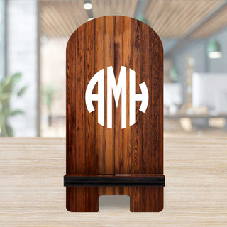 Personalized Cell Phone Stand 3-Letters Monogram Wood Stand Mobile Tablet Holder Charging Station Organizer - 892011P