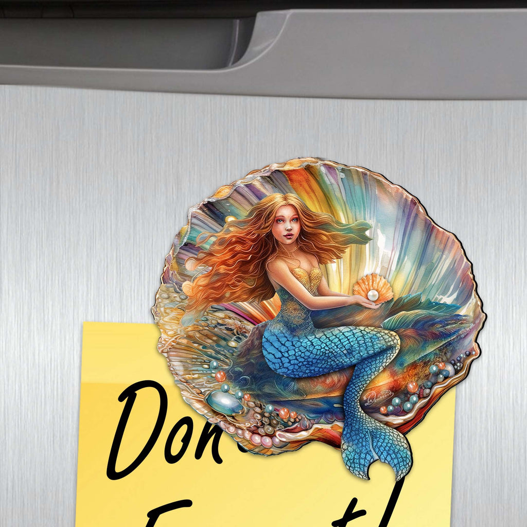 Mermaid and Friends Decorative Eco Wood Magnets Set of 6 by G. Debrekht - Coastal Decor - 8090064G-S6