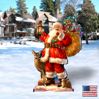 Woodland Santa Christmas Outdoor Decor by D. Gelsinger - Christmas Santa Snowman Decor - 8461028F-1105