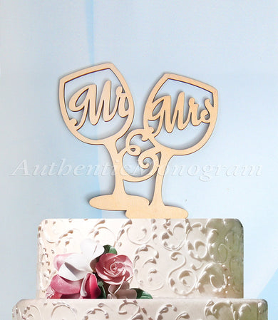 Wedding Cake Topper - Mr. & Mrs. Cake Topper, Wedding Cake Topper, Wedding decor, wedding champagne glasses, Unpainted