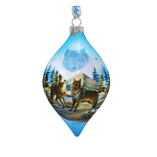 Winter Wolves Glass Ornament by G. DeBrekht - Wildlife Holiday Decor - 74173
