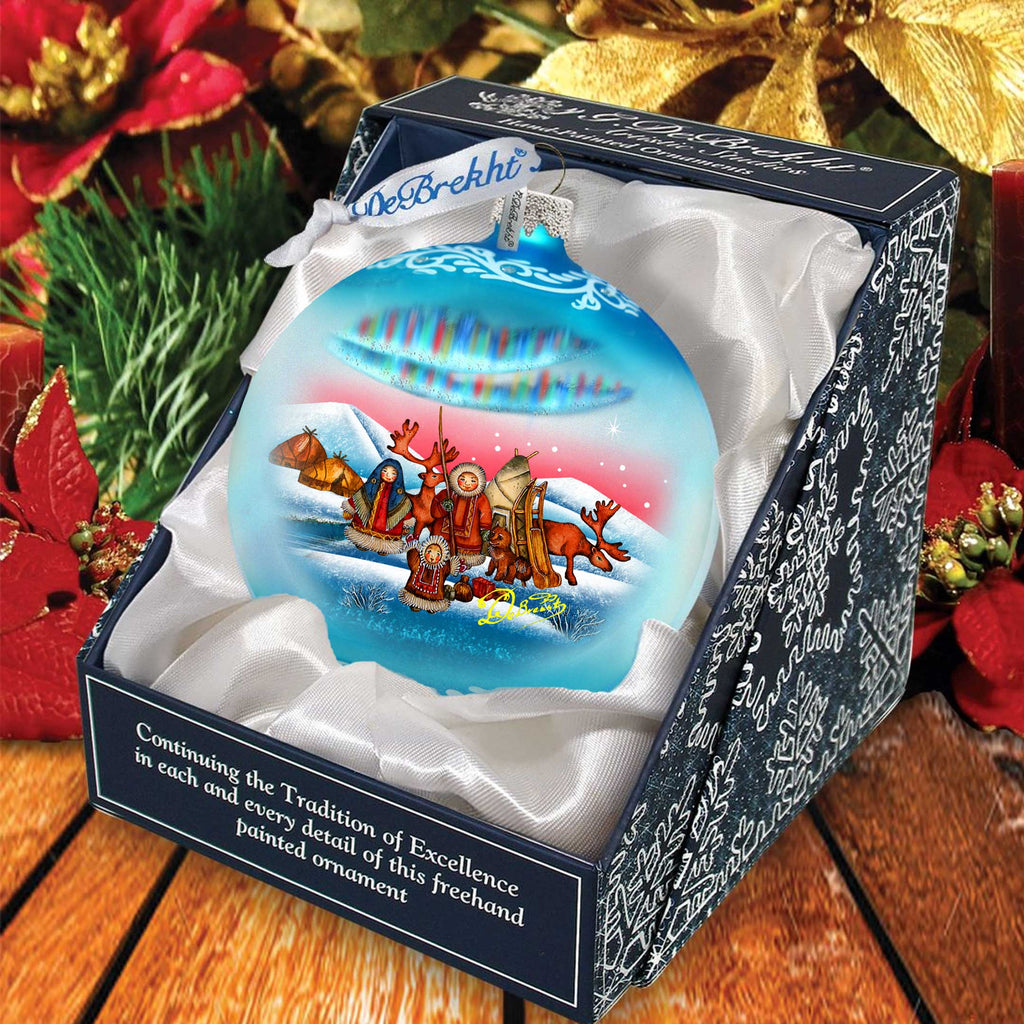 a christmas ornament in a box on a table