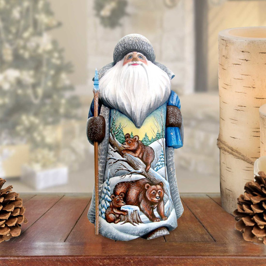 Bear Cubs at Play in Wilderness Hand-Painted WOODCARVED Figurine by G. DeBrekht - Wildlife Holiday Decor - 821825 *** PRE-ORDER - Handmade Just for You! ***