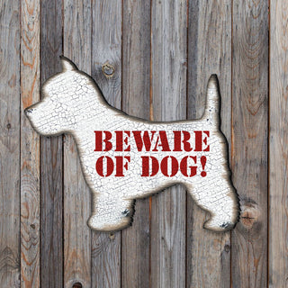 Beware of Dog! White Puppy House Number Sign - Nature Wildlife Decor - Handcrafted Wooden Address Sign - MA991223