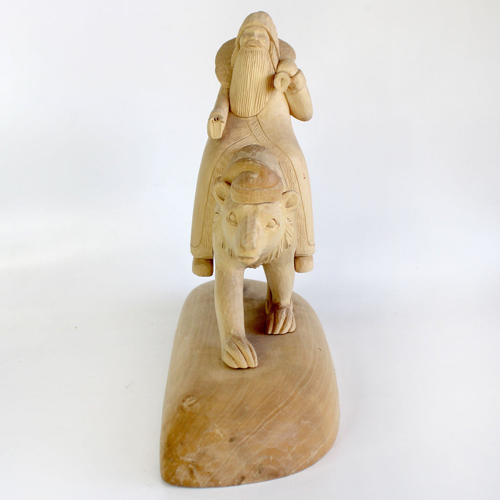 One-of-a-Kind Santa on Bear Wood Carved Figurine 11