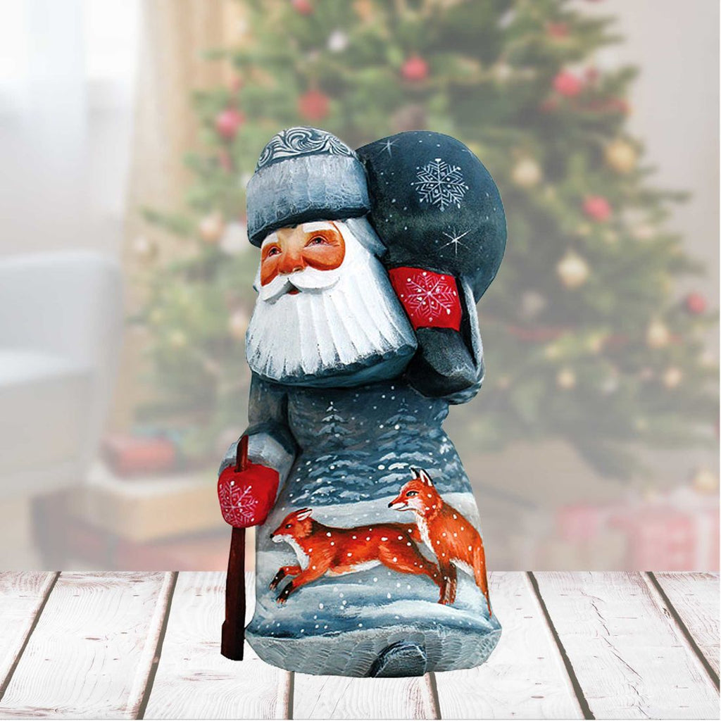 Delightful Foxy Santa Hand-Painted WOODCARVED Masterpiece by G. DeBrekht - Wildlife Holiday Decor - 820204 *** PRE-ORDER - Handmade Just for You! ***