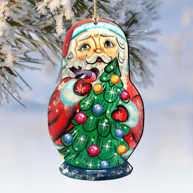 Santa Nesting Doll Wooden Ornaments by G. DeBrekht - Christmas Santa Snowman Decor - 8115060