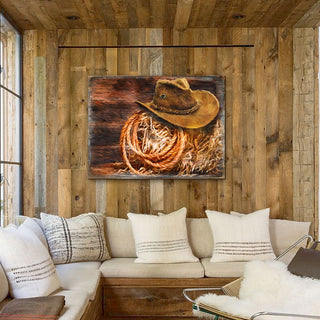 Lothen Cowboy Hat Art Wooden Wall Art by Nature Wonders - Nature Wildlife Decor - 95233B