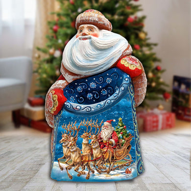 Santa's Sleigh Santa Hand-Painted WOODCARVED Masterpiece Figurine by G. DeBrekht - Christmas Decor - 8203020 *** PRE-ORDER - Handmade Just for You! ***