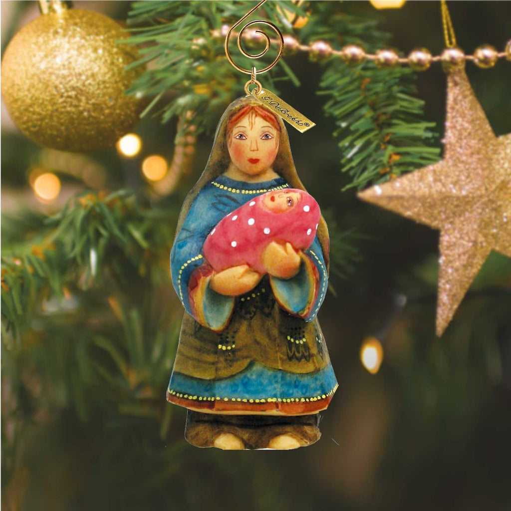 Mary Sculpted Hand-Painted Christmas Figurine by G. DeBrekht - Christmas Santa Snowman Decor - 652621