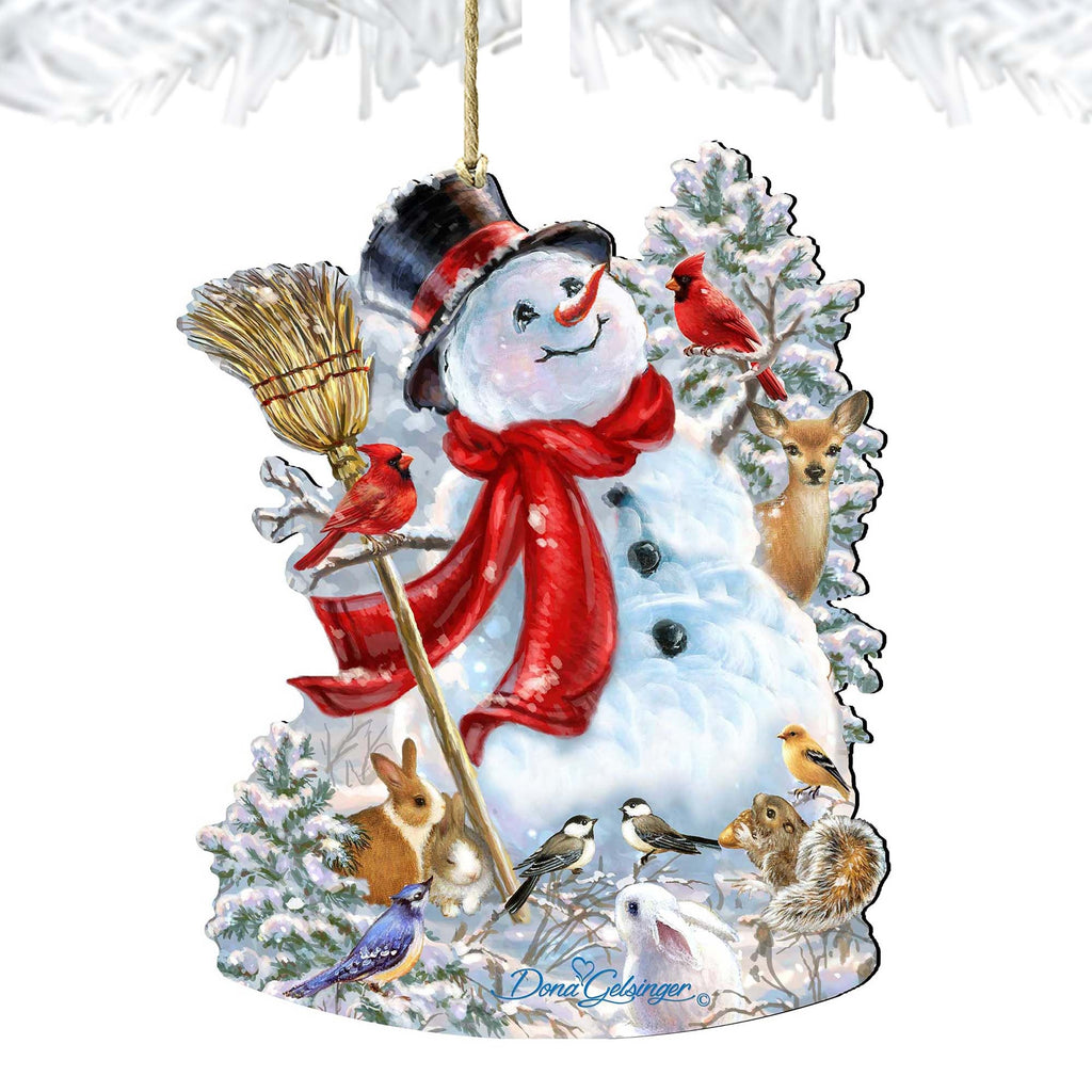 Old Worlds Snowman Wooden Ornaments by Gelsinger - Christmas Santa Snowman Decor - 8161026-1624