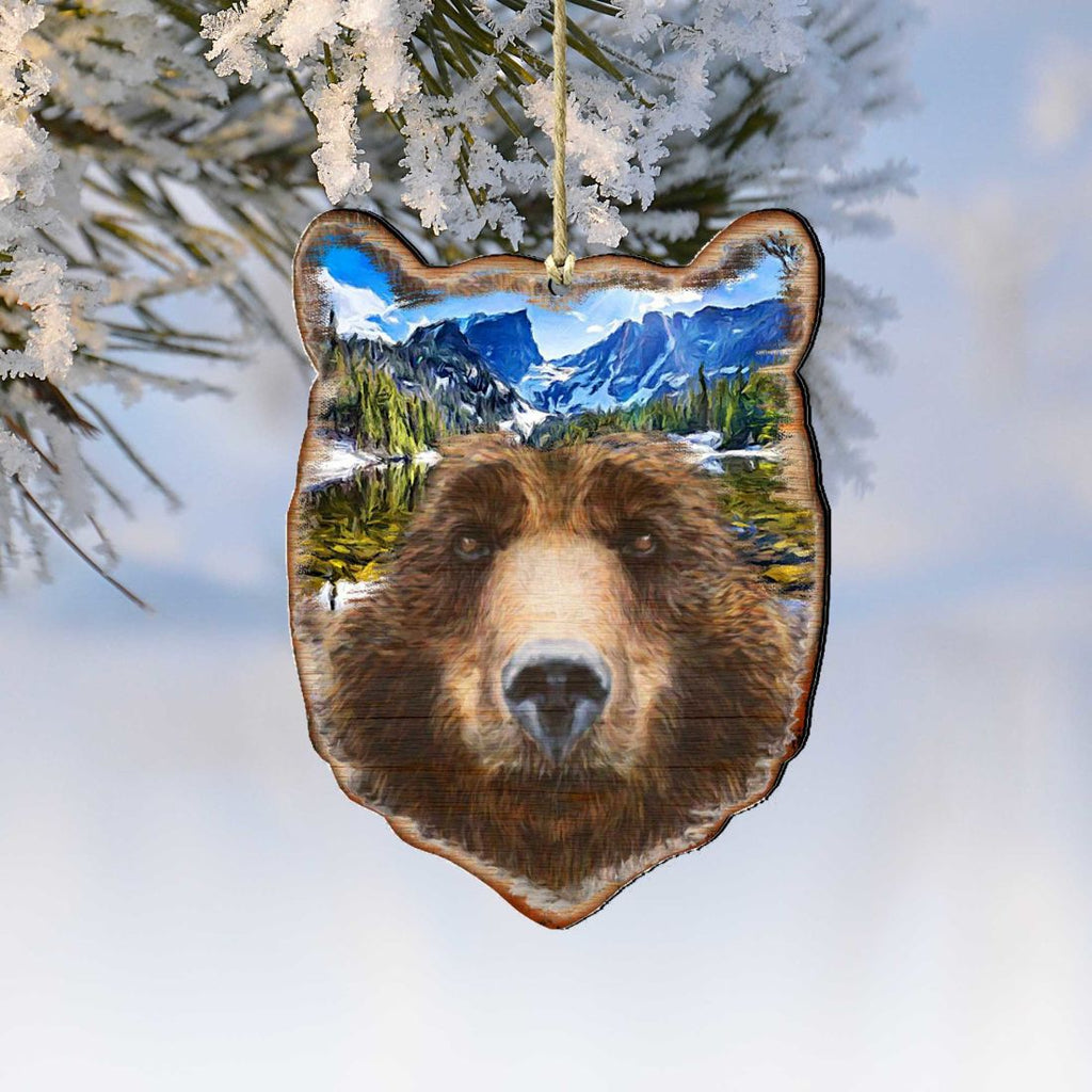 Bear Face Wooden Ornaments by G. DeBrekht - Wildlife Holiday Decor - 8198214-4