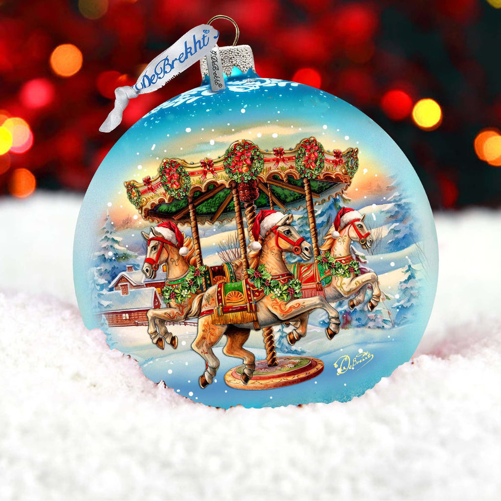 Winter Carousel Lg Glass Ornament by G.Debrekht - Christmas Holiday Decor - 73950