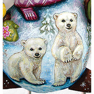 Polar Bear Family Hand-Painted WOODCARVED Masterpiece by G. DeBrekht - Wildlife Holiday Decor - 8215881