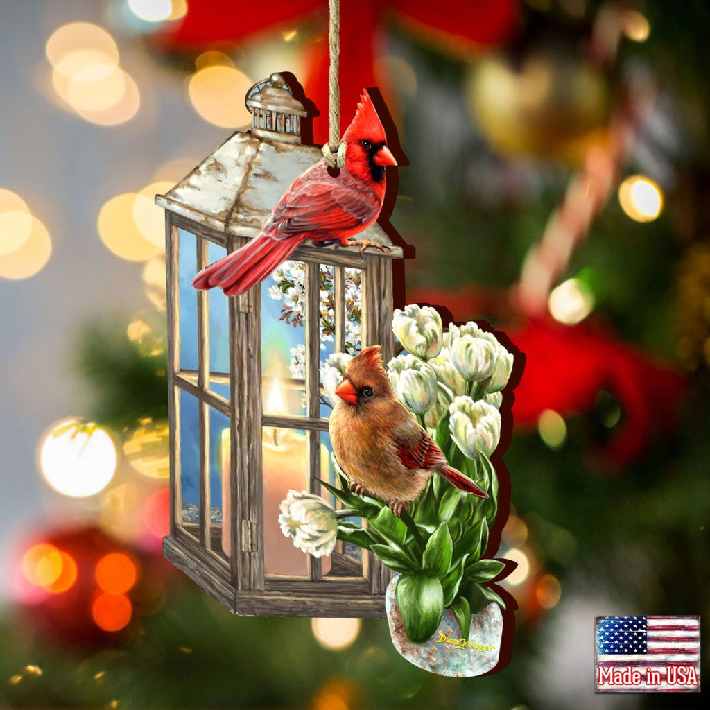 Lantern Cardinals Wooden Ornaments by Gelsinger - Easter Spring Decor - 8461057-DG