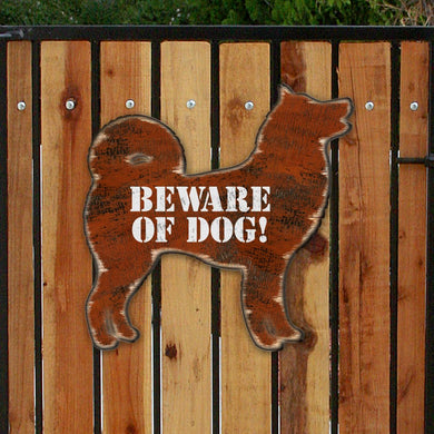 Beware of Dog! Brown Puppy House Number Sign - Nature Wildlife Decor - Handcrafted Wooden Address Sign - MA991242