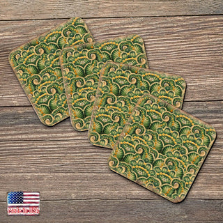 Floral Wooden Cork Coasters Gift Set of 4 by Nature Wonders - Nature Wildlife Decor - 95021C-S4